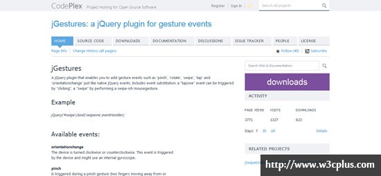 jGestures: a jQuery plugin for gesture events